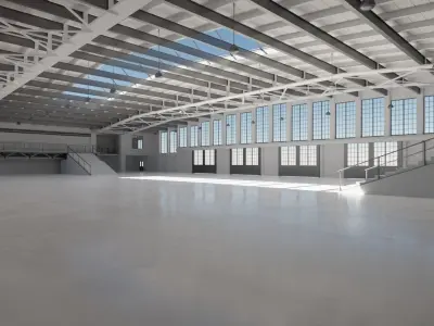 Industrial Hangar Hall Interior 5 Low-poly 3D model