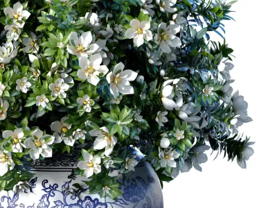 White bouquet porcelain vase pot Jar decorating style Provence 3D model