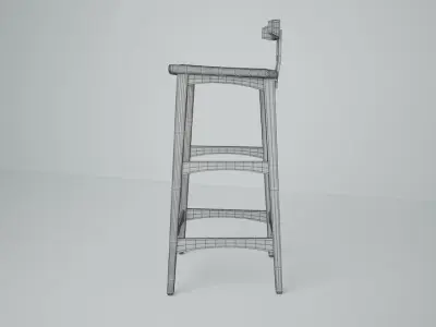 JATI WOOD STOOL Low-poly 3D model