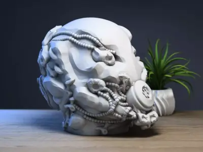 Robot head headdphone Stand Cyborg Headset Stand a400 3D print model