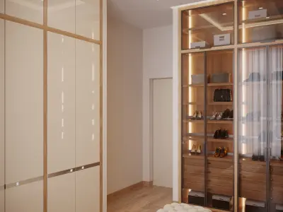Wardrobe walk in closet with glass doors 3D model