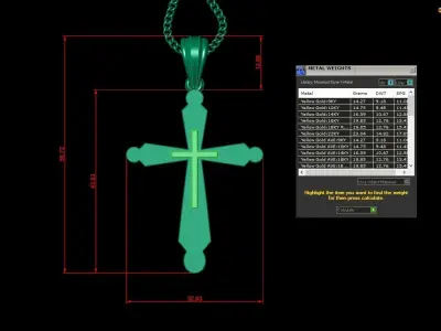 Light Gold 18K Cross Pendant 2CP019 3D print model