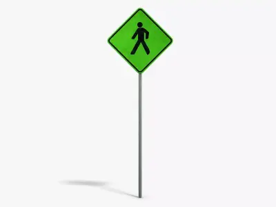 Pedestrian Sign Low-poly 3D model