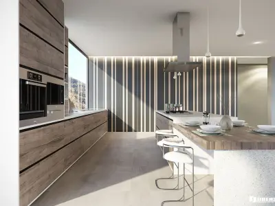 VRay - C4D Scene files - Minimalist Kitchen Scene 2 Interior 3D model