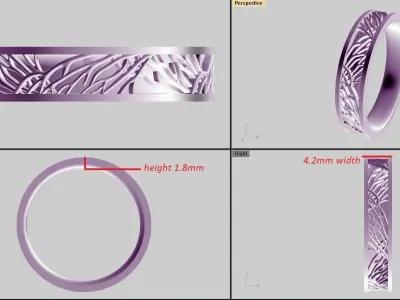 womens tree of wedding life wedding band  3D print model