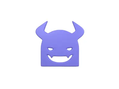 Angry Face with Horns Symbol V1 004 Low-poly 3D model