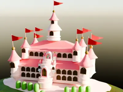 Lowpoly isometric Cute 3d Castle for Princess 3D model