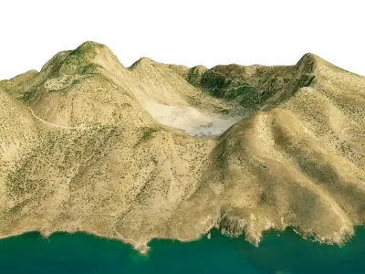 Nisiros Island 3D model terrain Low-poly 3D model