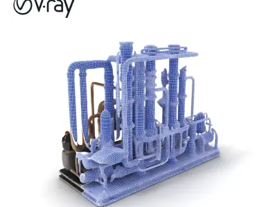 Industrial Refinery Pipes and Equipment Model Pack Low-poly 3D model