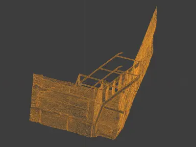 3D scan of Rusty metal stairs to old door industrial building Low-poly 3D model