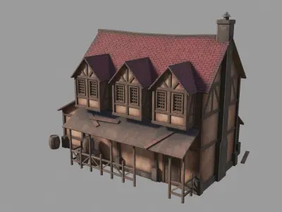Medieval inn Low-poly 3D model buy
