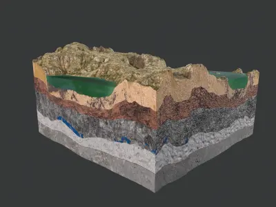 mountain structure Low-poly 3D model