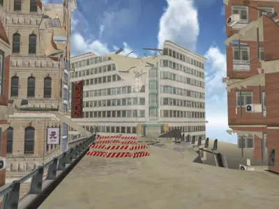 Ruined War Zone Low-poly 3D model