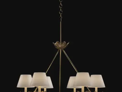light-07 chandelier with four shades in brass 3D model