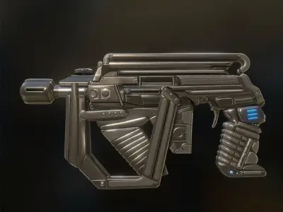 Sci-fi submachine gun Low-poly 3D model