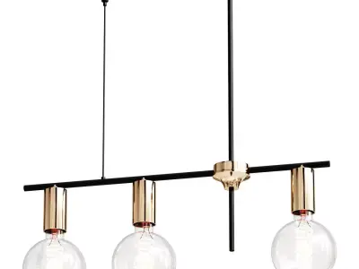 Hanging chandelier in black and gold color 3D model