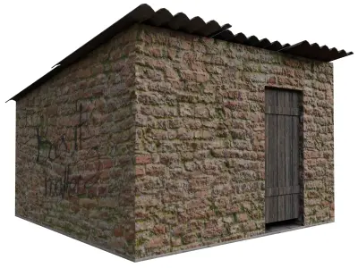Low Poly Garden Storage Shed  Low-poly 3D model