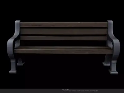 Stylized Wooden Park Bench - AI Low-poly 3D model purchase
