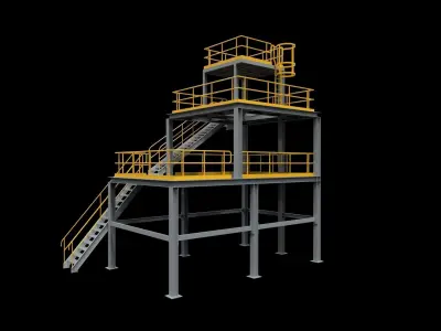 3d model Industrial mezzanine racks factory storage  3D model