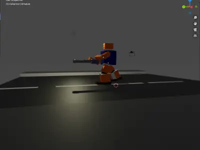 The Robot With Machine Gun Low-poly 3D model