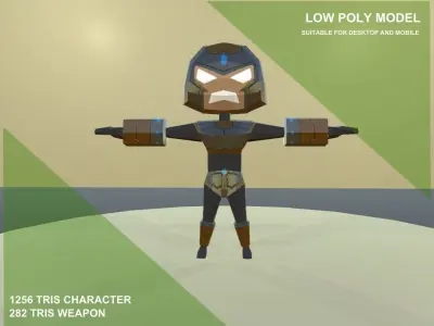 Cyborg Soldier - Low Poly - Game Ready Low-poly 3D model