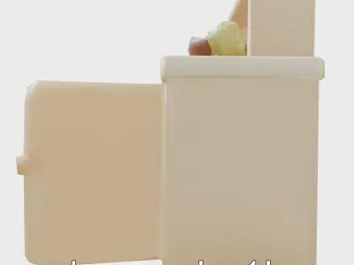 Playful Kitchen Cabinet with Rounded Doors Low-poly 3D model