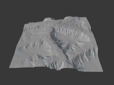 Snowy Terrain Mountains 3D Model  Low-poly 3D model