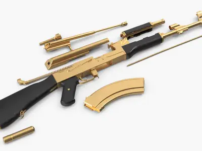  AK 47 Disassembled Gold and Ebony 