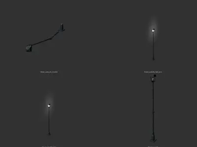 Street Light Set Low-poly 3D model