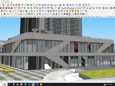 Modern shopping mall with hotel 3D model