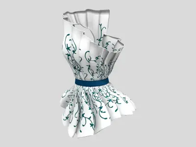 One Shoulder Accordion Top Low-poly 3D model