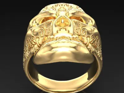 Light Gold Diamond Men Ring 2MR050 3D model