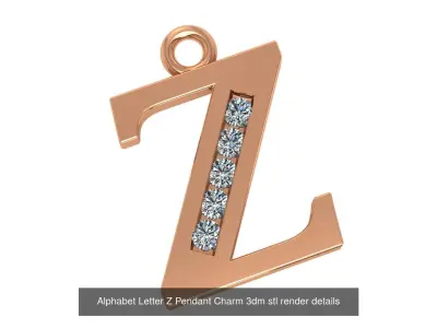 Alphabet Letter A to Z - 26 Pendant Charms 3dm stl render detail 3D Model Pack