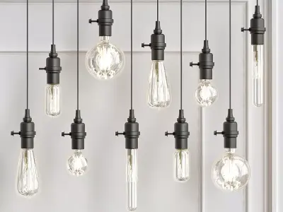 Vintage group of balls hanging from ceiling 3D model