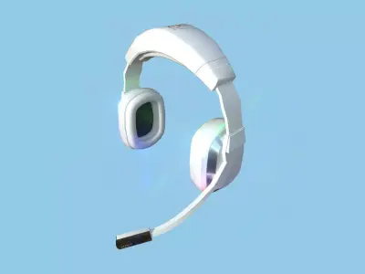 Headset 08 - RGB White - Character Fashion Design Low-poly 3D model