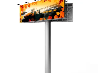 Highway Soundproof Barrier and Billboards 3D model