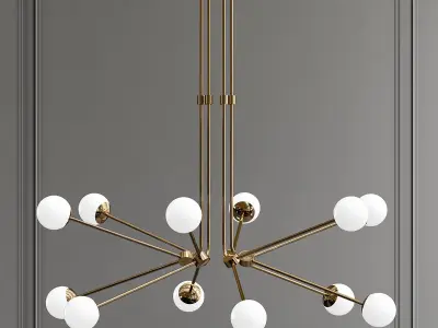 BULLARM modern brass chandelier with balls 3D model