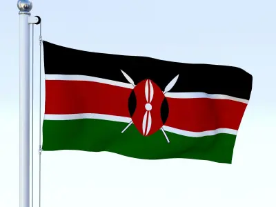 Animated Kenya Flag Low-poly 3D model