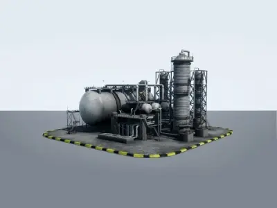 Oil Refinery Pack Low-poly 3D model