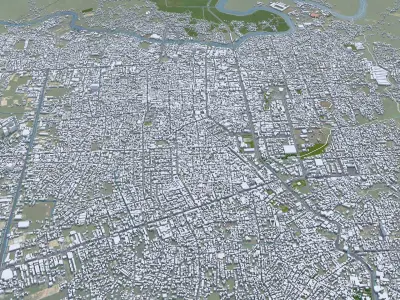Pekanbaru Riau Indonesia 35km Low-poly 3D model