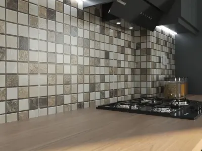 Kitchen modern with cabinets Low-poly 3D model