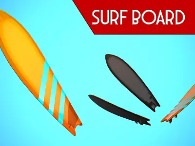 SURF BOARD 04 CARTOON STYLIZED Low-poly 3D model