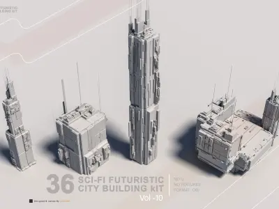 36 SCI-FI BUILDINGS CITY KIT vol 10 3D model