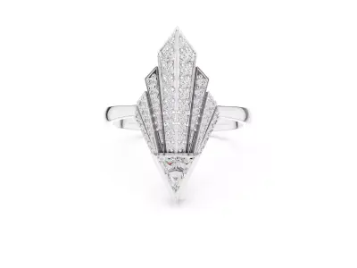 Jewelry Luxury Trillion Multi Pave Diamond Statement Ring CAD 3D print model