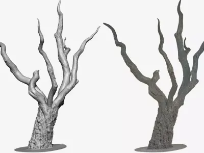 PBR Game Ready 3DModel TreeTrunk1 Maya ZBrush MarmosetToolbag Low-poly 3D model