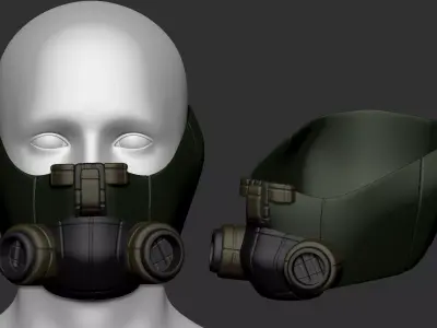 gas mask helmet scifi high poly sculpt 3d printable  3D model 2
