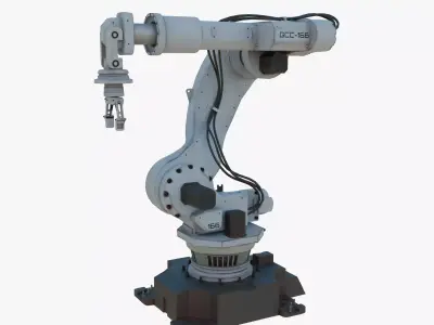 Industrial Robot Arm White Rust Low-poly 3D model