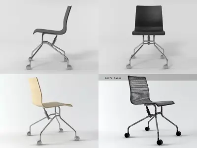 Gira four different chairs on wheels 3D model