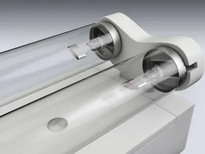 Double Fluorescent Tube Fixture Low-poly 3D model