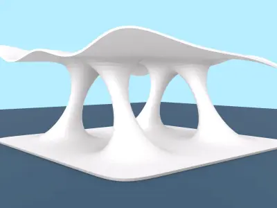 Wavy Pavilion Smooth Columns Low-poly 3D model